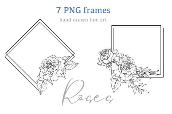 Download FLORAL FRAMES LINE ART, Roses PNG - Art Collection