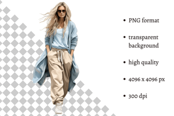 Download Fashion Girl in Beige &amp; Blue Clipart - Art Collection