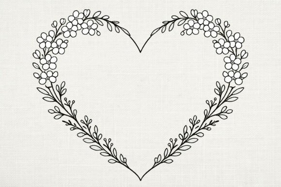 Download Floral Heart Line Art PNG - Art Collection
