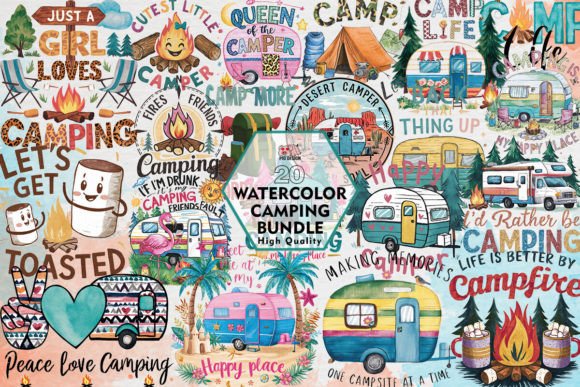 Download Watercolor Camping Clipart PNG Graphics - Art Collection