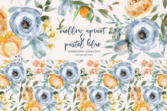 Download Mellow Apricot Pastel Blue Clipart Set - Art Collection