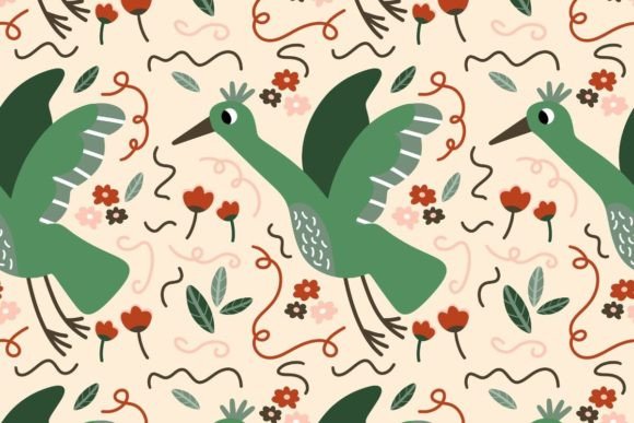 Download Green Bird Pattern - Pattern Collection