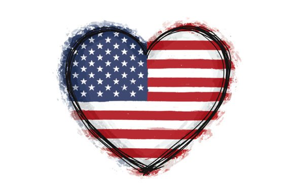 Download American Flag Heart Shape Design - Art Collection