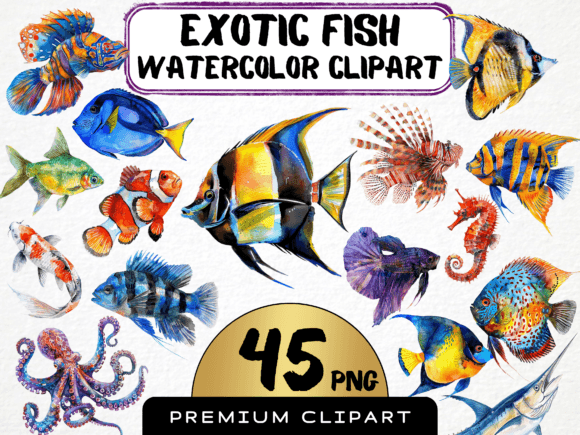 Download Watercolor Exotic Fish Clipart - Art Collection