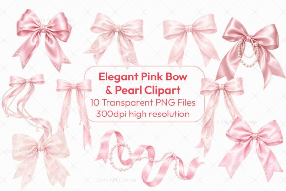 Download Elegant Pink Bow &amp; Pearl Clipart PNG - Art Collection