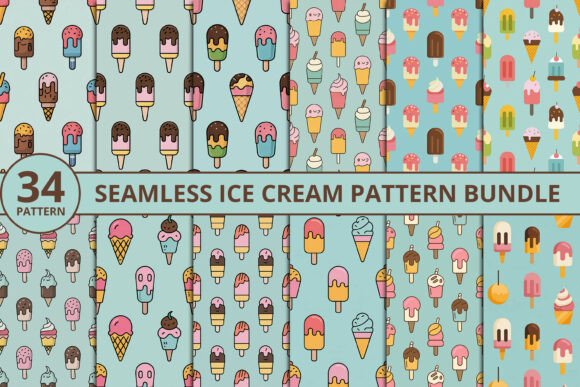 Download Ice Cream Seamless Pattern Bundle - Pattern Collection