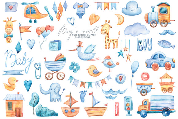 Download Baby Boy Shower Clipart, It's a Boy Set - Art Collection