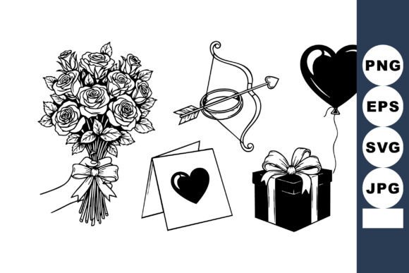 Download Monochrome Valentine Line Art Set - Art Collection