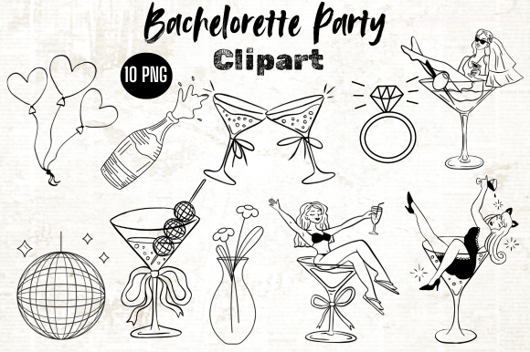 Download Bachelorette Party Clipart, Line Art Png - Art Collection