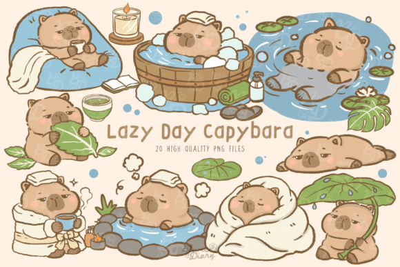 Download Kawaii Lazy Capybara Clipart - Art Collection
