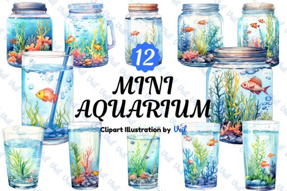 Download Mini Aquarium Clipart Watercolor Bundle - Art Collection