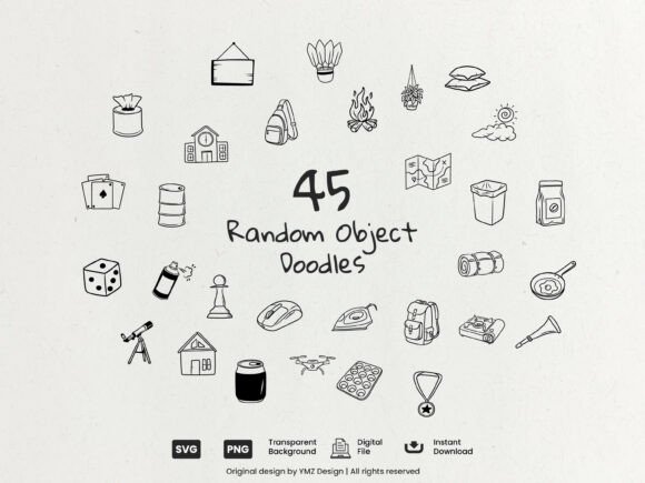 Download Random Object Doodle Clipart Bundle - Art Collection