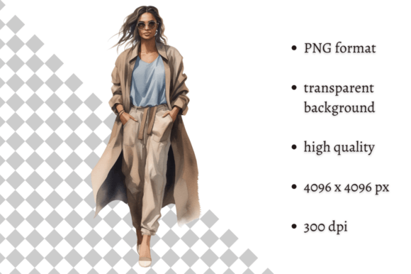 Download Fashion Girl in Beige &amp; Blue Clipart - Art Collection