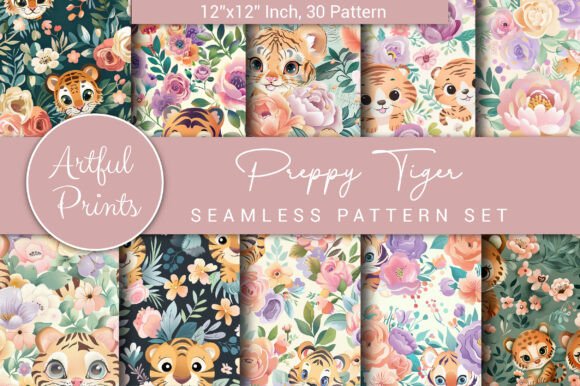 Download Preppy Tiger Seamless Pattern - Pattern Collection