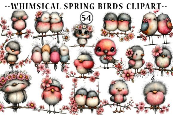 Download Whimsical Spring Birds Clipart - Art Collection