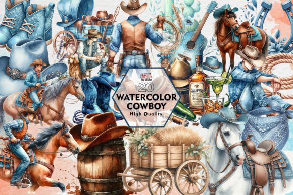Download Watercolor Cowboy Clipart PNG Graphics - Art Collection