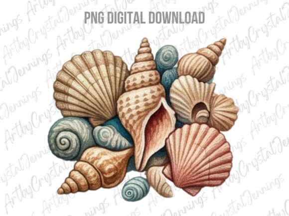 Download Ocean Seashell Watercolor Clipart PNG - Art Collection