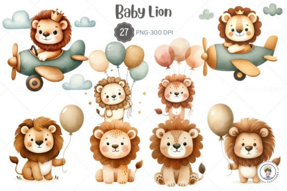 Download Lion and Baby Shower Earth Tone Color - Art Collection