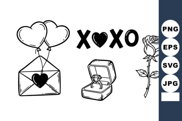 Download Valentine Line Art Clipart Set - Art Collection