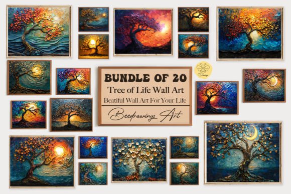 Download Oil Paint Tree of Life Wall Art Bundle - Art Collection