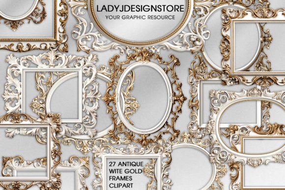 Download Antique White Gold Frames Clipart - Art Collection