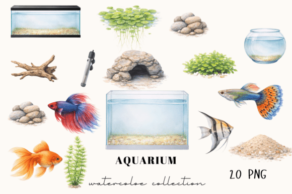 Download Aquarium Clipart Set, Watercolor Fish - Art Collection