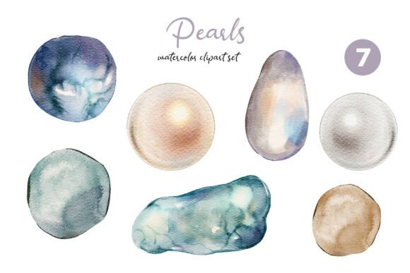 Download Watercolor Pearl Clipart Hand-Drawn Set - Art Collection