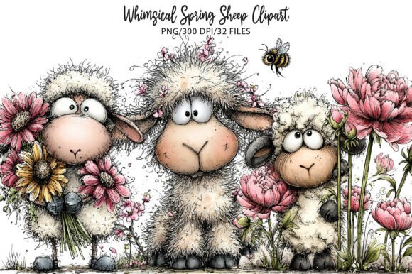 Download Whimsical Spring Sheep Clipart - Art Collection