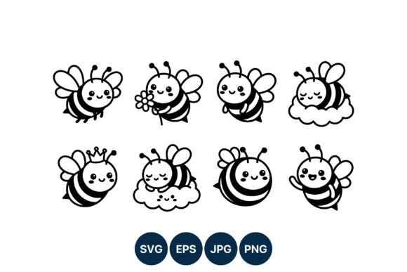 Download Cute Bee Vector Art Black and White - Art Collection