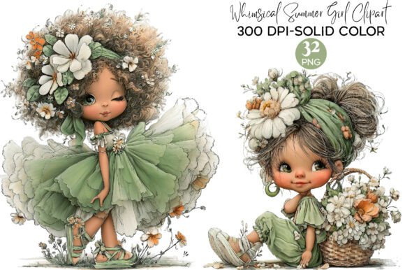Download Whimsical Summer Girl Clipart PNG - Art Collection
