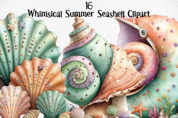 Download Whimsical Summer Seashell Clipart - Art Collection