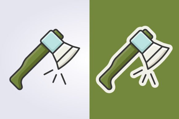 Download Colored Line Art Axe Icon Vector Logo - Art Collection
