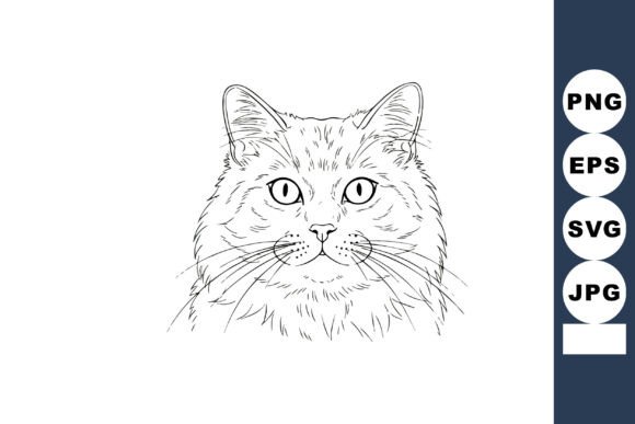 Download Cat Face Sketch Detailed Line Art Vector - Art Collection