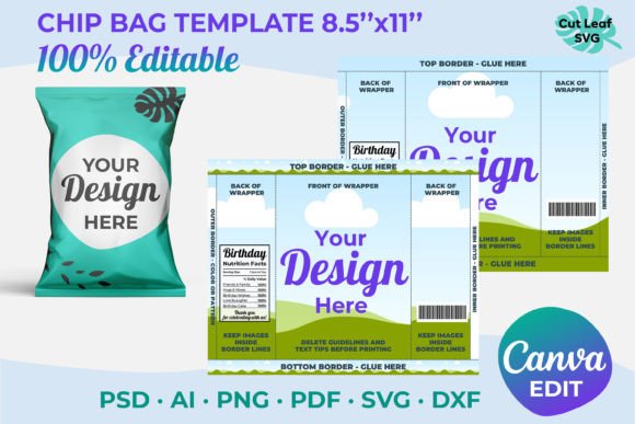 Download Blank Chip Bag Template | Canva Editable - Bag Collection