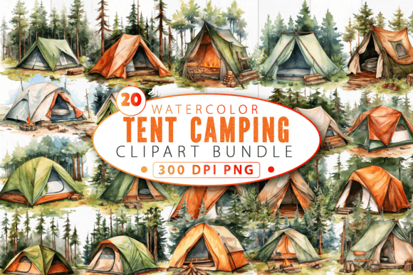 Download Watercolor Tent Camping Clipart Bundle - Art Collection