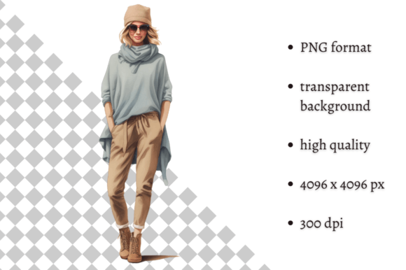 Download Fashion Girl in Beige &amp; Blue Clipart - Art Collection