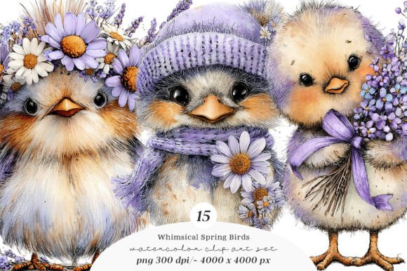 Download Whimsical Spring Birds Clipart - Art Collection