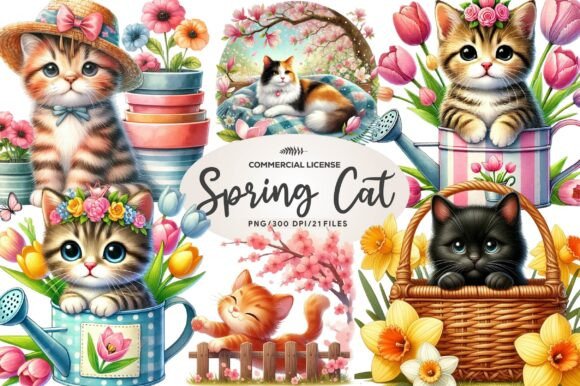 Download Spring Cat Sublimation Clipart - Art Collection