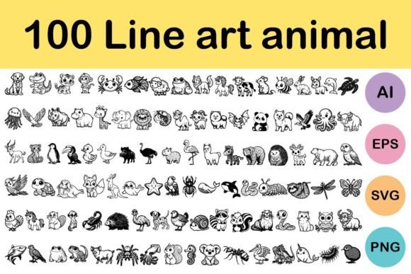 Download 100 Line Art Animal - Art Collection