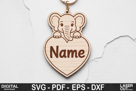 Download Elephant Heart Name Keychain SVG - Art Collection
