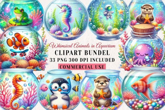 Download Whimsical Animals in Aquarium Clipart - Art Collection