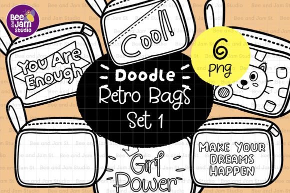 Download KDP Coloring Retro Bags Line Art PNG - Art Collection