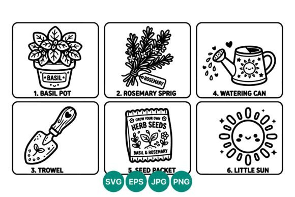 Download Basil and Rosemary Herb Garden Line Art - Art Collection