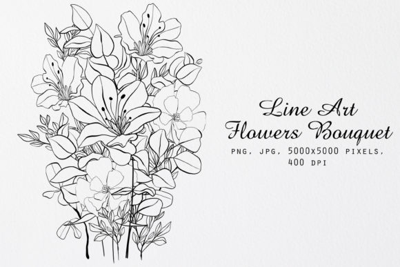 Download Line Art Flowers Bouquet - Art Collection