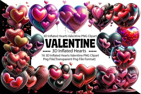Download 3D Inflated Hearts Valentine PNG Bundle - Art Collection