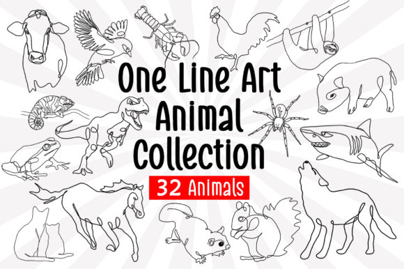Download One Line Art Animal Drawings 32 Animals - Art Collection