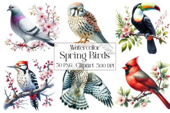 Download Watercolor Spring Birds PNG Clipart - Art Collection