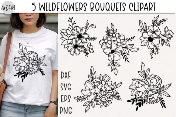 Download Wildflower Bouquets | Line Art Flowers - Art Collection