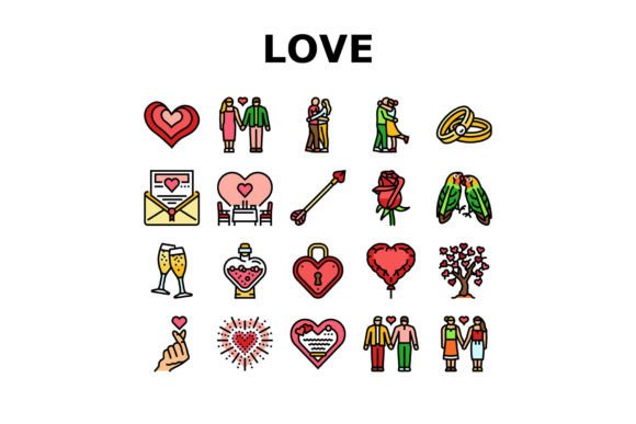 Download Love Heart Valentine Romantic Icons Set - Art Collection