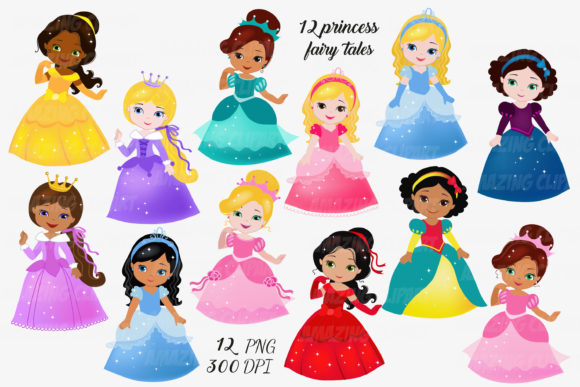 Download BUNDLE Cute Princess Clipart -Princesses - Art Collection